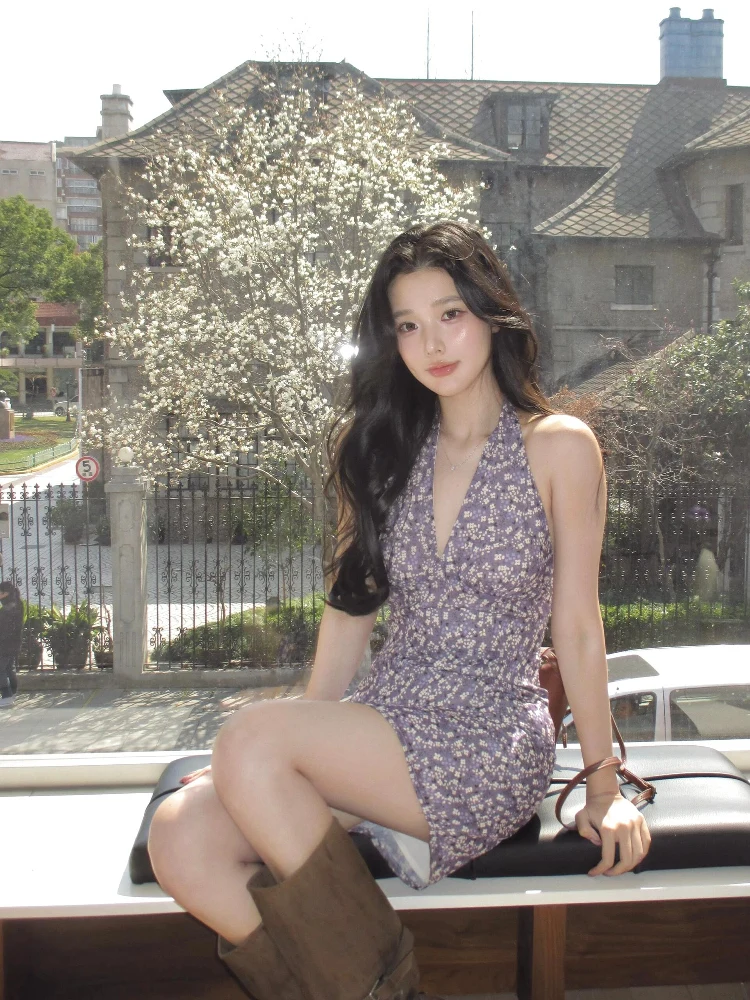 Lilystore Summer Purple Yellow Floral Ne Hanging Dr Women's Waist Inward Bal V-ne Svel ort Dr
Lilystore Summer Purple Yellow Floral Ne Hanging Dr Women's Waist Inward Bal V-ne Svel ort Dr