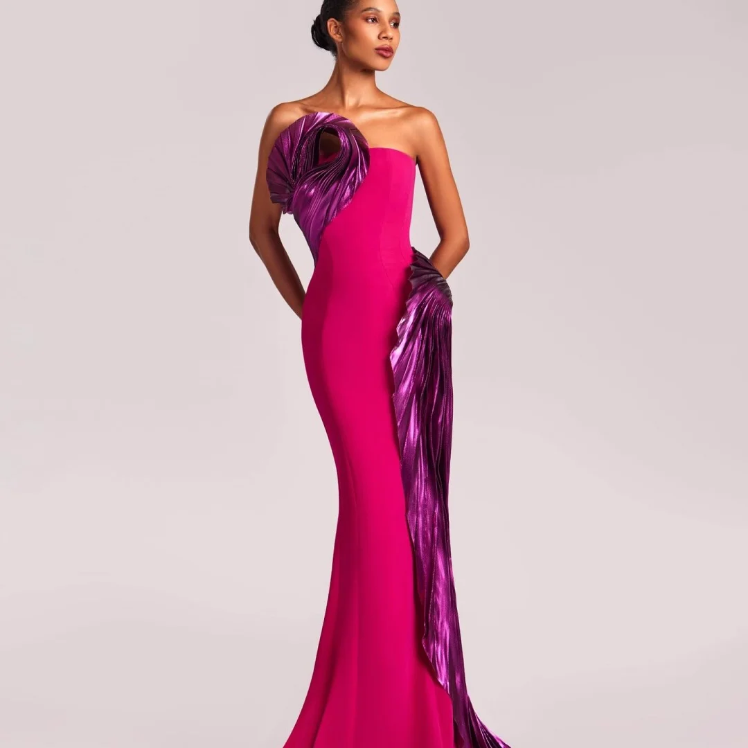 Customized Temperament Jersey Mermaid Evening Dresses Strapless Sleeveless Zipper Back Panel Train Special Occasion Gowns
Customized Temperament Jersey Mermaid Evening Dresses Strapless Sleeveless Zipper Back Panel Train Special Occasion Gowns