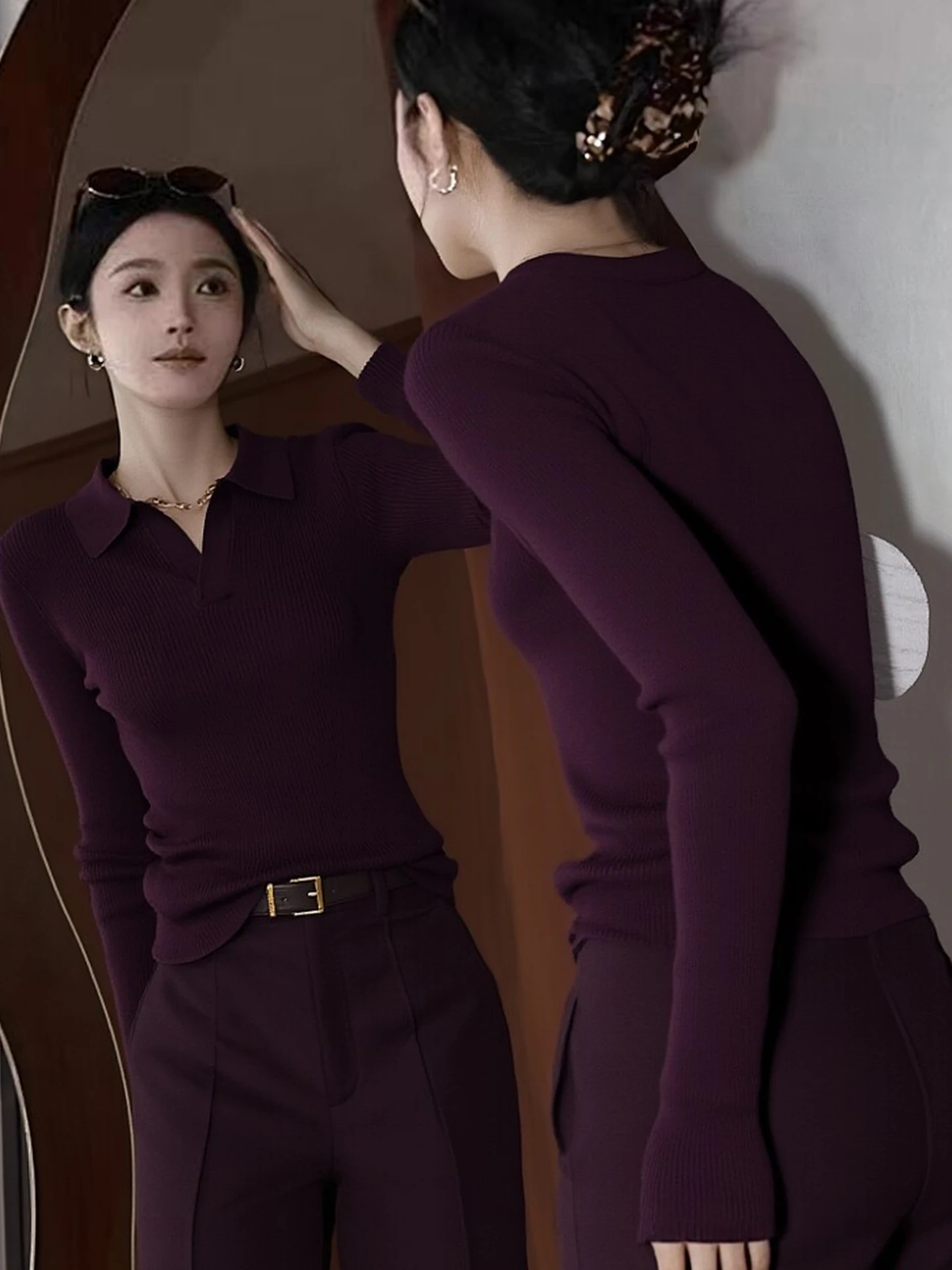 Slim Fit Faionable Commute Turn-down Collar Sweater Base irt Simple Color Winter Long Sve High End Feeling Top
Slim Fit Faionable Commute Turn-down Collar Sweater Base irt Simple Color Winter Long Sve High End Feeling Top
