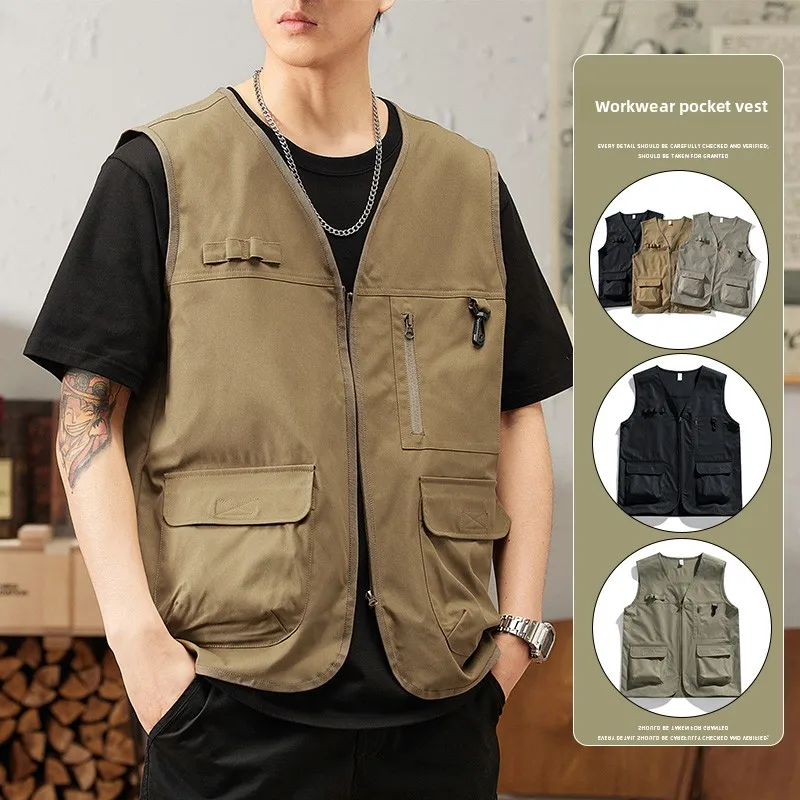 Outdoor Men's Vintage Sports Vest Summer Casual Trendy Multi-ket Workwear Jaet Loose Fit Zipper Decorated Knitted Fabric
Outdoor Men's Vintage Sports Vest Summer Casual Trendy Multi-ket Workwear Jaet Loose Fit Zipper Decorated Knitted Fabric