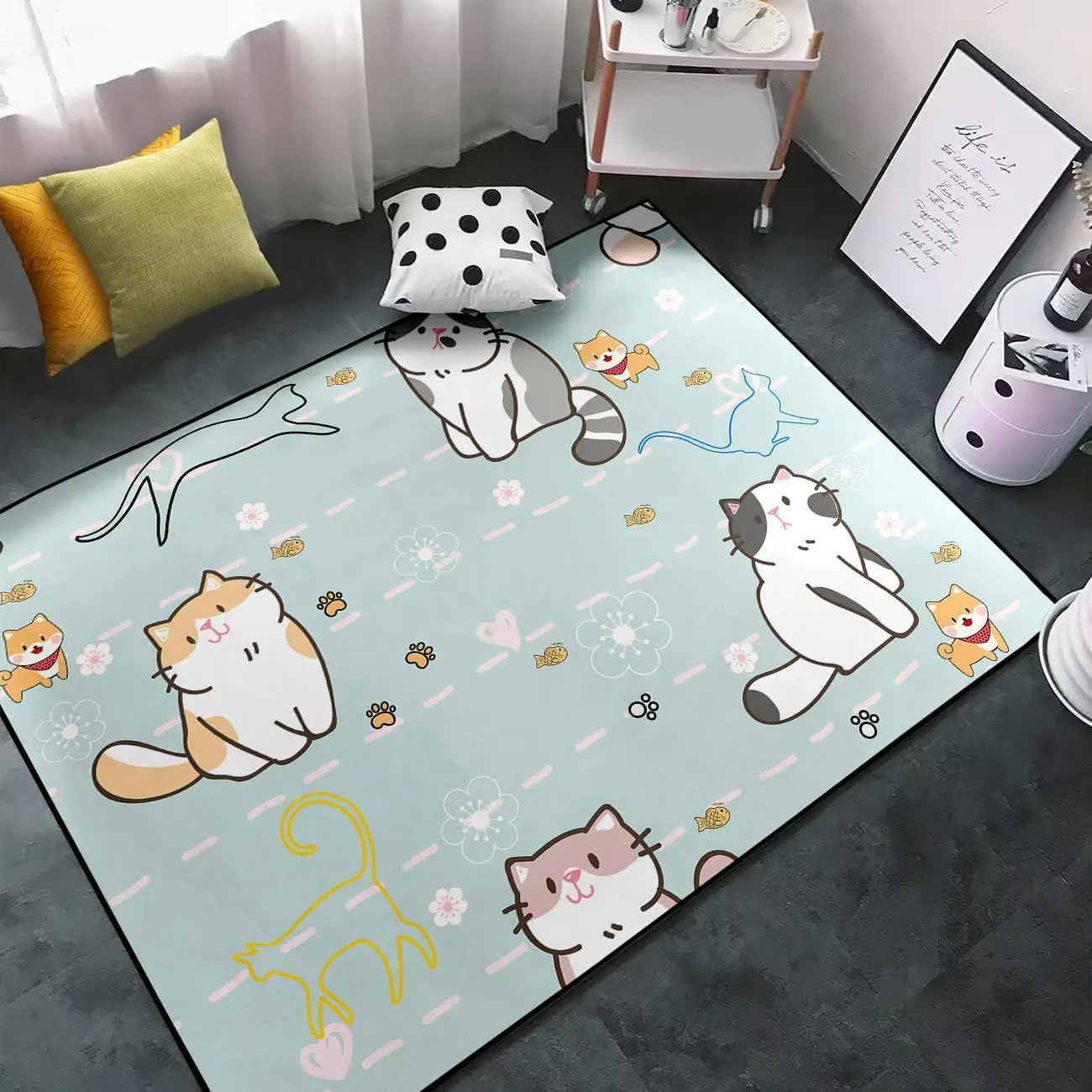 Cute Cartoon Cat Area Rug Light Blue Flannel Non Slip Floor Mat For Kids Room Bedroom Playroom Nursery Home Decor Soft Carpet
Cute Cartoon Cat Area Rug Light Blue Flannel Non Slip Floor Mat For Kids Room Bedroom Playroom Nursery Home Decor Soft Carpet