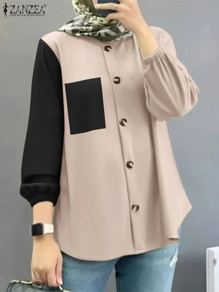 ZANZEA Fashion Autumn Lapel Neck Long Sleeve Patchwork Shirt Women Muslim Blouse Casual Buttons Down Tops Eid Mubarek Blusas
ZANZEA Fashion Autumn Lapel Neck Long Sleeve Patchwork Shirt Women Muslim Blouse Casual Buttons Down Tops Eid Mubarek Blusas