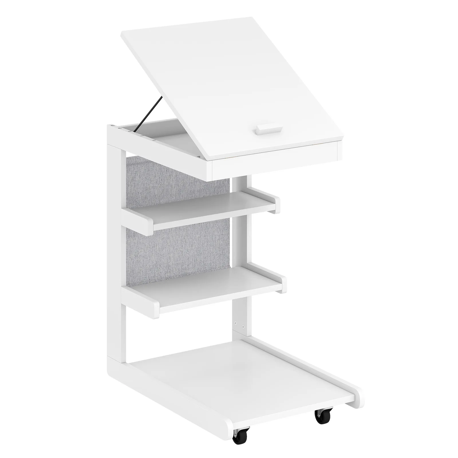 C-shaped End Table with Wheels, Adjustable Desktop, Edge Stopper, Storage Pocket
C-shaped End Table with Wheels, Adjustable Desktop, Edge Stopper, Storage Pocket