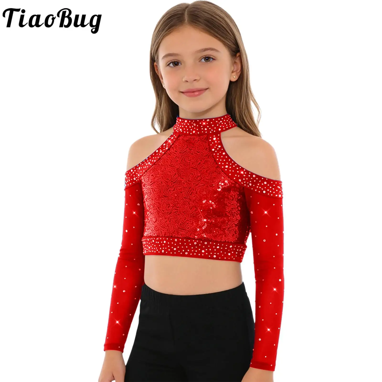 Kids Girls Shiny Sequins Crop Top for Jazz Modern Ballet Belly Tango Dance Cold Shoulder Long Sleeve Sport Cheerleader Shirt Top
Kids Girls Shiny Sequins Crop Top for Jazz Modern Ballet Belly Tango Dance Cold Shoulder Long Sleeve Sport Cheerleader Shirt Top