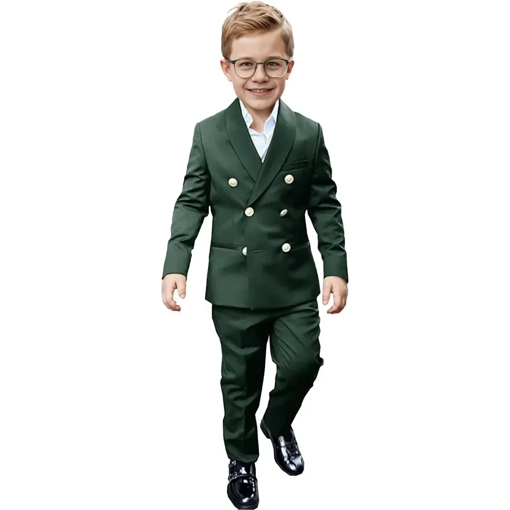 Boys Suits Formal Double Breasted Jacket Dark Green Wedding Tuxedo Kids Blazer Pants 2 Pcs Metal Buckle Fashion Clothes
Boys Suits Formal Double Breasted Jacket Dark Green Wedding Tuxedo Kids Blazer Pants 2 Pcs Metal Buckle Fashion Clothes