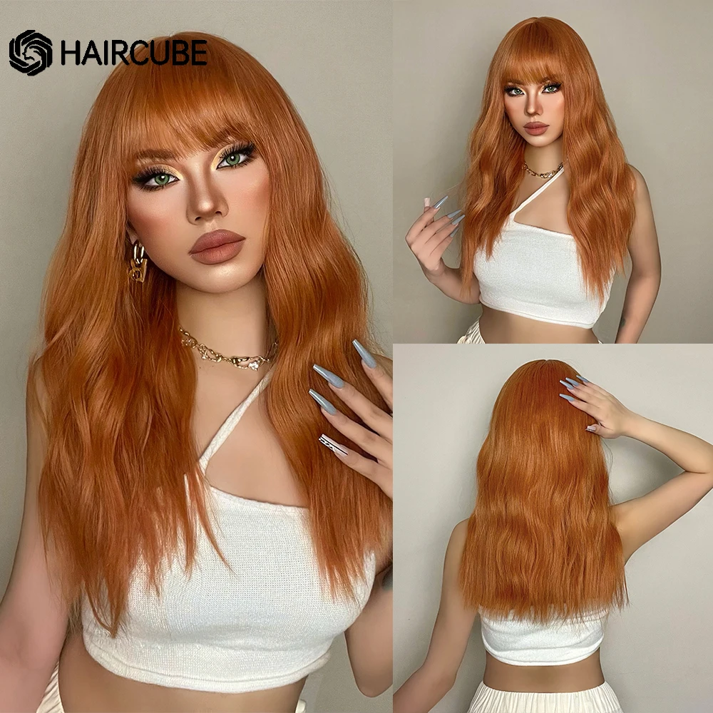 HAIRCUBE длинные волнистые синтетические парики, оранжевый имбирный медный волос с челкой, натуральные парики для женщин, стандартные термостойкие парики
HAIRCUBE длинные волнистые синтетические парики, оранжевый имбирный медный волос с челкой, натуральные парики для женщин, стандартные термостойкие парики
