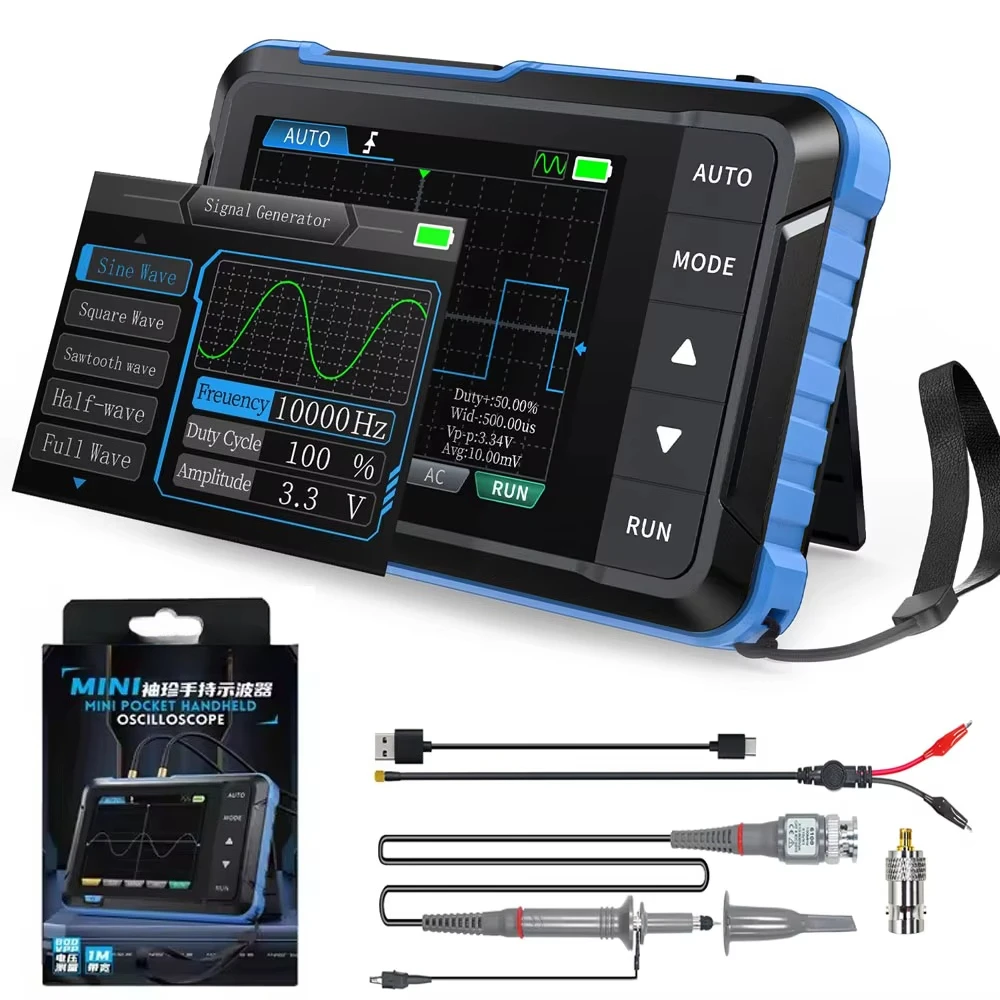 DSO153 Handheld Oscilloscope/DDS Signal Generator Digital Portable Automotive 2.8 TFT Screen 5MS/s Sample Rate
DSO153 Handheld Oscilloscope/DDS Signal Generator Digital Portable Automotive 2.8 TFT Screen 5MS/s Sample Rate