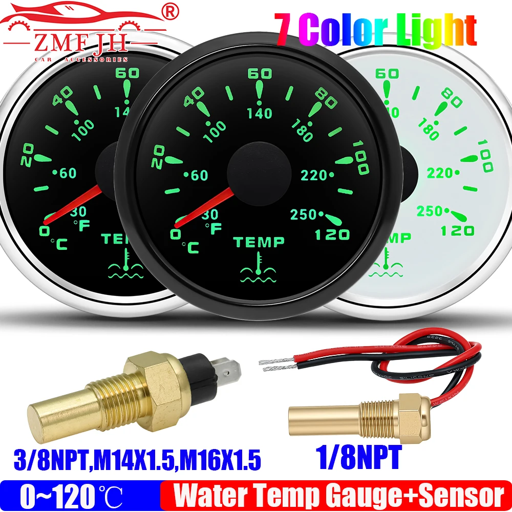 ZMFJH 7 Color Light 52MM Water Temperature Gauge with Alarm Water Temp Sensor 1/8NPT,3/8NPT,M14X1.5,M16X1.5 for Car Boat Yacht
ZMFJH 7 Color Light 52MM Water Temperature Gauge with Alarm Water Temp Sensor 1/8NPT,3/8NPT,M14X1.5,M16X1.5 for Car Boat Yacht