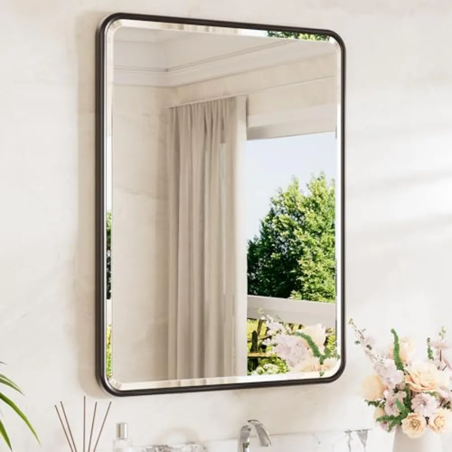 Black Framed Vanity Mirror 24 x 32 Beveled Edge Tempered Glass Rounded Corner Rectangle Bathroom Mirror for Over Sink for Moder
Black Framed Vanity Mirror 24 x 32 Beveled Edge Tempered Glass Rounded Corner Rectangle Bathroom Mirror for Over Sink for Moder