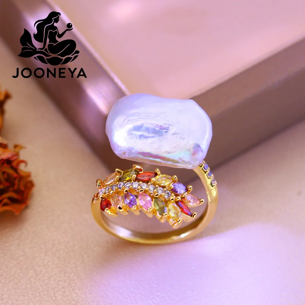 Leaf Irregular Shaped Big Baroque Pearls Natural Freshwater Pearl Ring Cultured Cubic Zirconia Pearl Adjustable Ring for Women
Leaf Irregular Shaped Big Baroque Pearls Natural Freshwater Pearl Ring Cultured Cubic Zirconia Pearl Adjustable Ring for Women