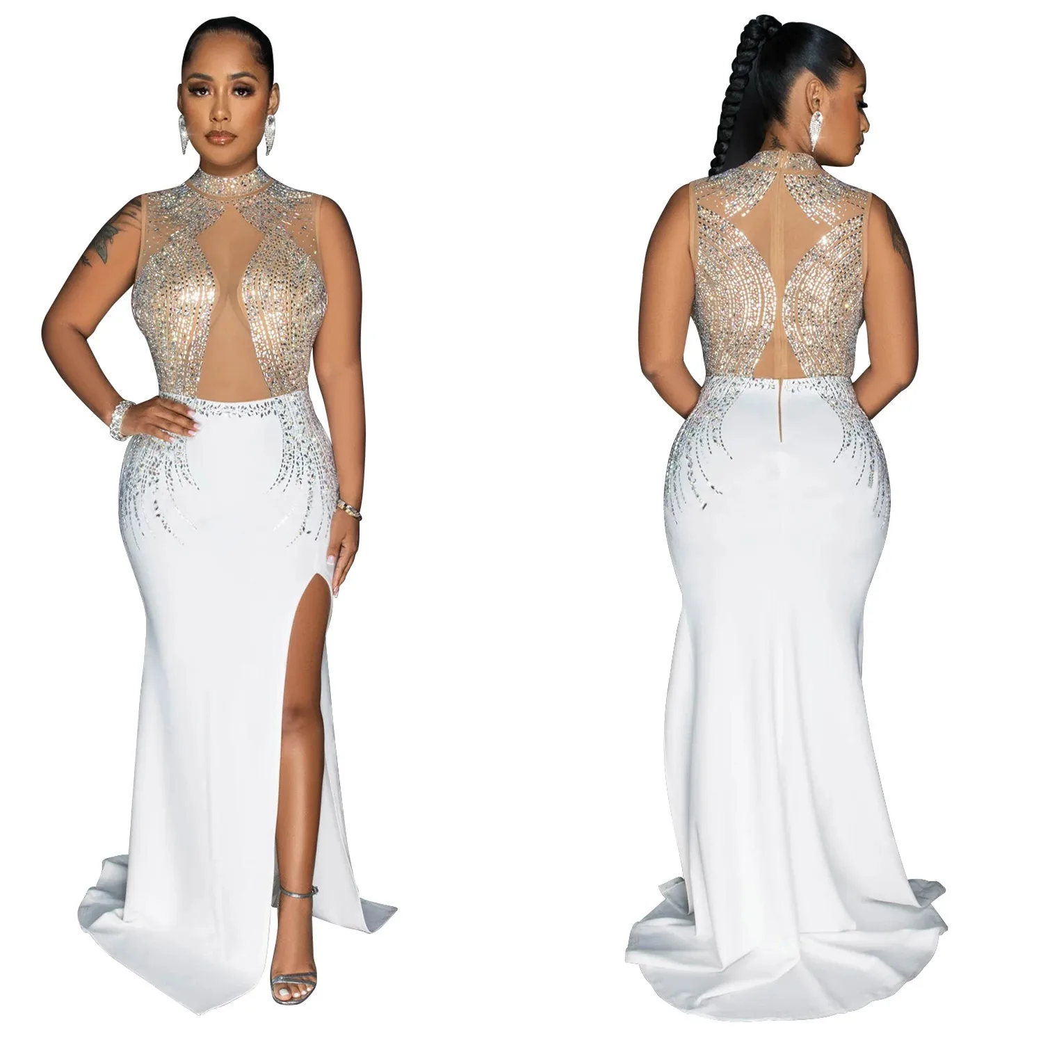 Sexy Nightclub Party Prom Club Banquet Solid Color Mesh Hot Drilling Split Long Dresses
Sexy Nightclub Party Prom Club Banquet Solid Color Mesh Hot Drilling Split Long Dresses
