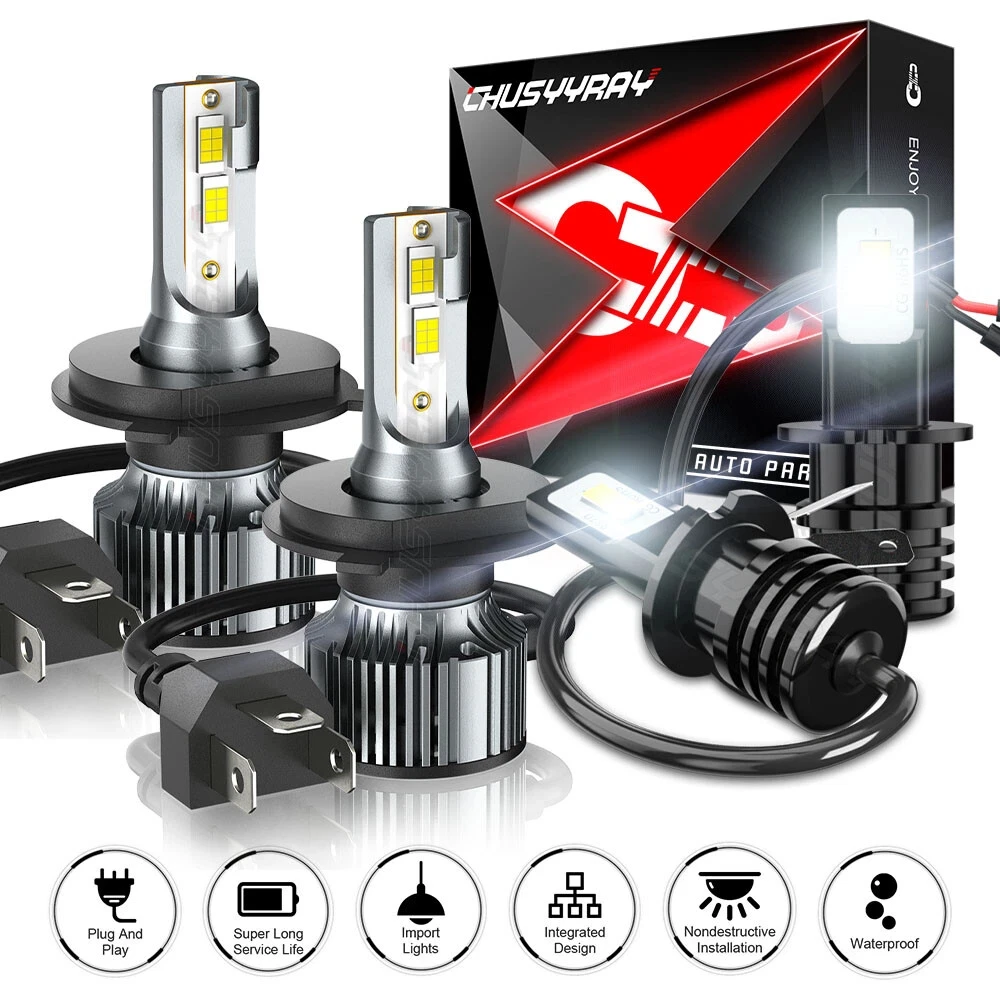 4pc Canbus H4 H3 LED Headlight High Low Beam Fog Light Combo 12-24V 6500K 100000LM Super Bright 1:1 Same Size Plug and play
4pc Canbus H4 H3 LED Headlight High Low Beam Fog Light Combo 12-24V 6500K 100000LM Super Bright 1:1 Same Size Plug and play