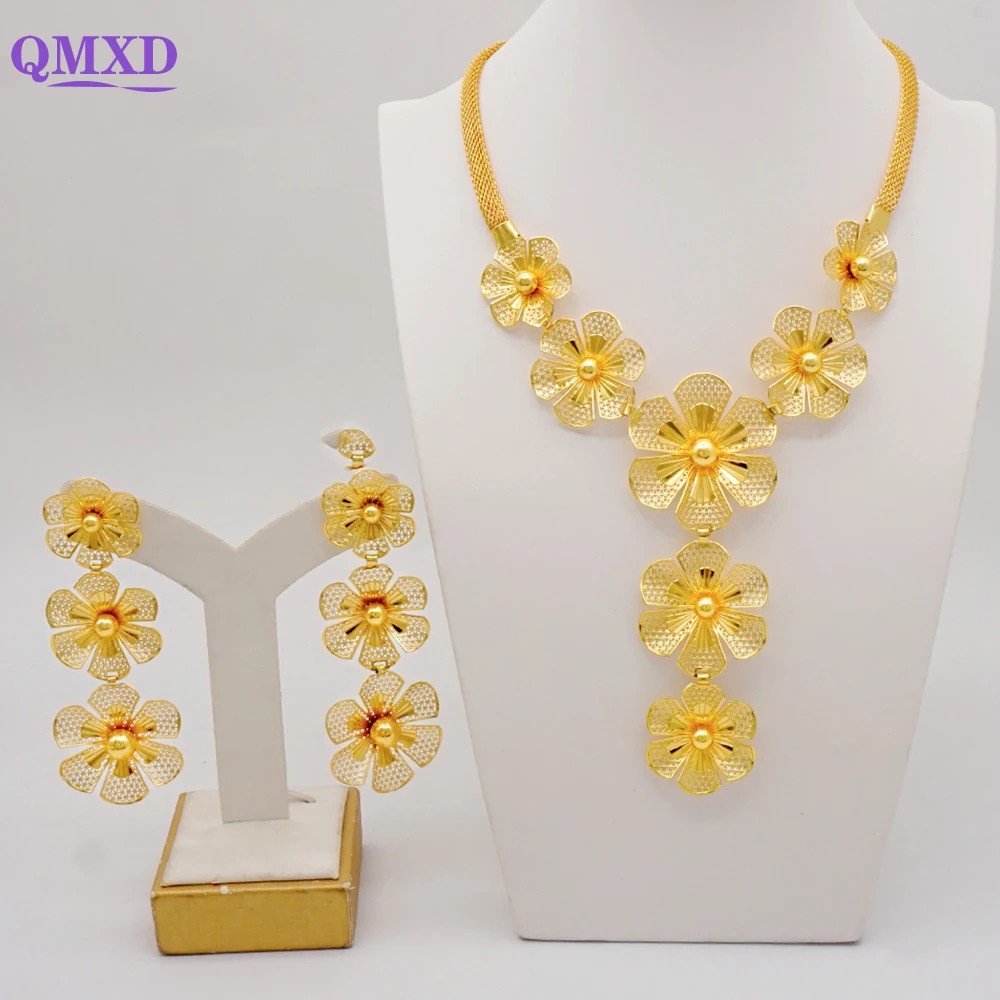 Nigerian Dubai Jewelry Set Flower Shape Copper Earrings Necklace Sets For Women Banquet Dating Wedding Accessory Jewelry
Nigerian Dubai Jewelry Set Flower Shape Copper Earrings Necklace Sets For Women Banquet Dating Wedding Accessory Jewelry