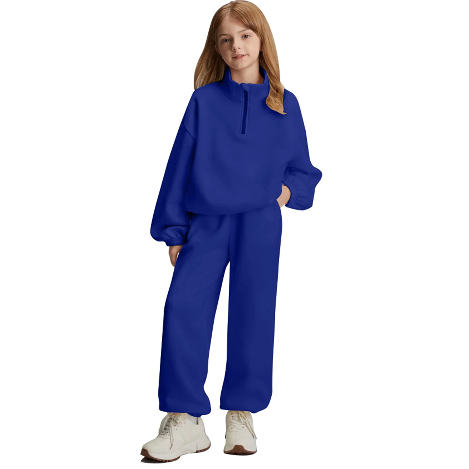 Girls' Causal Sports Style Set High-Neck Half-Zip Sweatshirt Long Pants Two-Piece Fall Winter Simple Solid Set for 8-12years
Girls' Causal Sports Style Set High-Neck Half-Zip Sweatshirt Long Pants Two-Piece Fall Winter Simple Solid Set for 8-12years