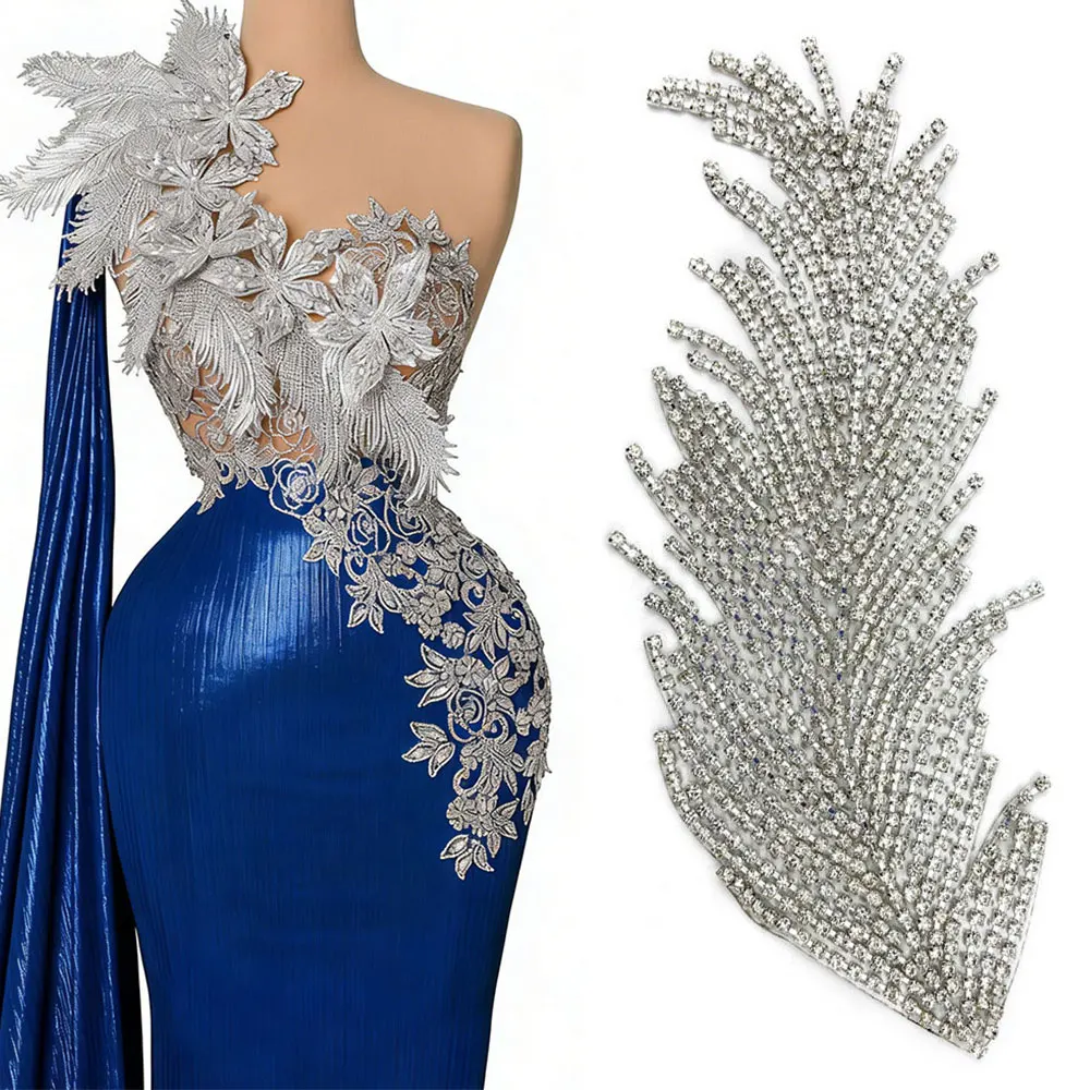 Sparkling Crystal Fringe Applique: Dazzling Rhinestone Embellishment for Evening Gowns, Bridal Dresses & Couture Garments
Sparkling Crystal Fringe Applique: Dazzling Rhinestone Embellishment for Evening Gowns, Bridal Dresses & Couture Garments