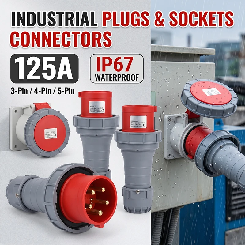 125A IP67 Waterproof Plug Socket – 3P/4P/5P 220V/380V/415V CEE Industrial Connector, Heavy Duty Shell, for Workshop Mining Plant
125A IP67 Waterproof Plug Socket – 3P/4P/5P 220V/380V/415V CEE Industrial Connector, Heavy Duty Shell, for Workshop Mining Plant
