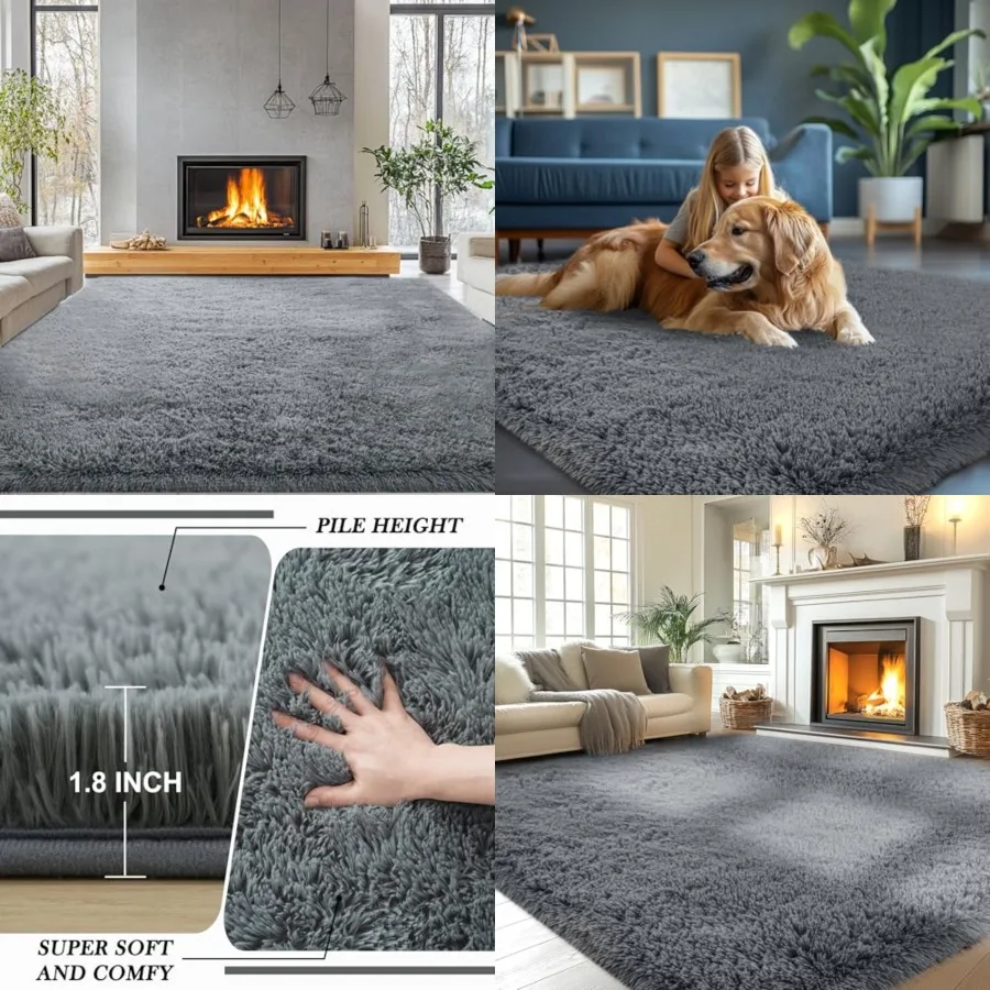 Fluffy Area Rug Living Room: Shag Rug 6x9 Plush Rugs for Living Room - Large Fuzzy Soft Carpet Gray 6x9 Feet
Fluffy Area Rug Living Room: Shag Rug 6x9 Plush Rugs for Living Room - Large Fuzzy Soft Carpet Gray 6x9 Feet