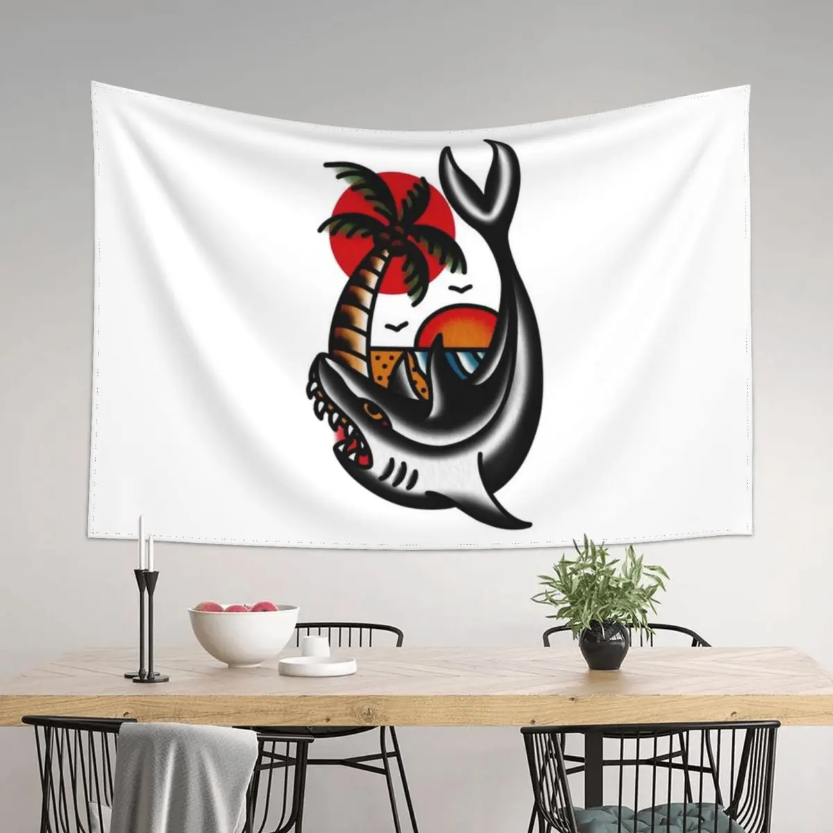 Traditional Shark and Beach Tattoo Piece Tapestry Wallpapers Home Decor Room Decoration Korean Style Tapestry
Traditional Shark and Beach Tattoo Piece Tapestry Wallpapers Home Decor Room Decoration Korean Style Tapestry