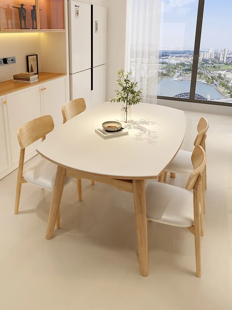 Solid wood rock slab dining table household small apartment log color cream wind retractable round table
Solid wood rock slab dining table household small apartment log color cream wind retractable round table