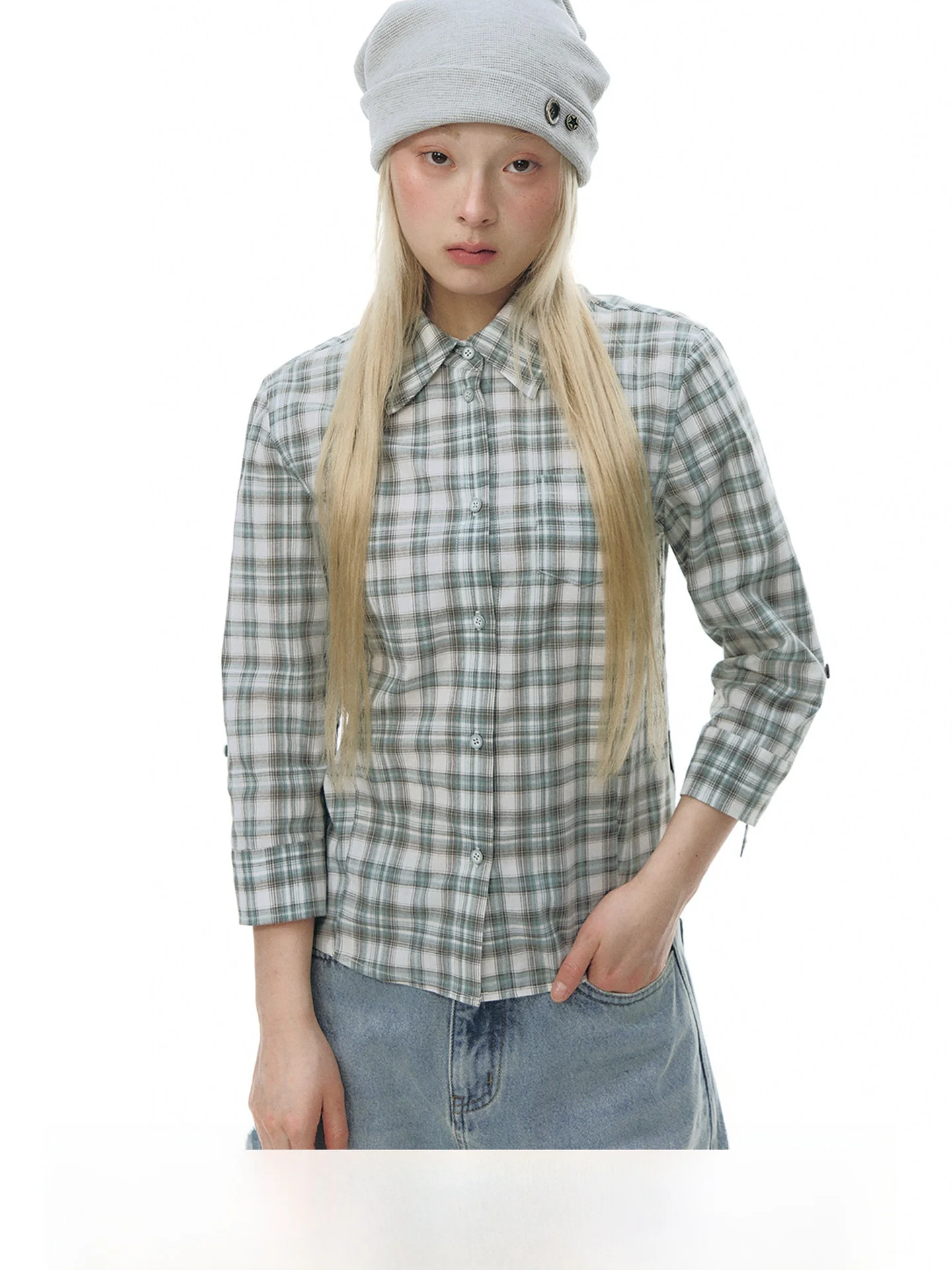 NAPSNAPS Original Plaid Cotton irt Women's Spring Turn-down Collar Slim Fit Top Waist-cinching f-length Sve irt
NAPSNAPS Original Plaid Cotton irt Women's Spring Turn-down Collar Slim Fit Top Waist-cinching f-length Sve irt