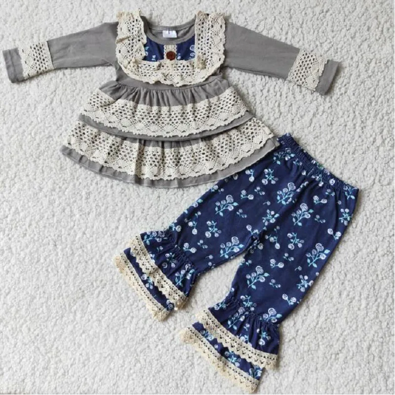New spring arrival kids Double Lace Top and Blue Pants Set Boutique wholesale baby girls children clothing outfits
New spring arrival kids Double Lace Top and Blue Pants Set Boutique wholesale baby girls children clothing outfits