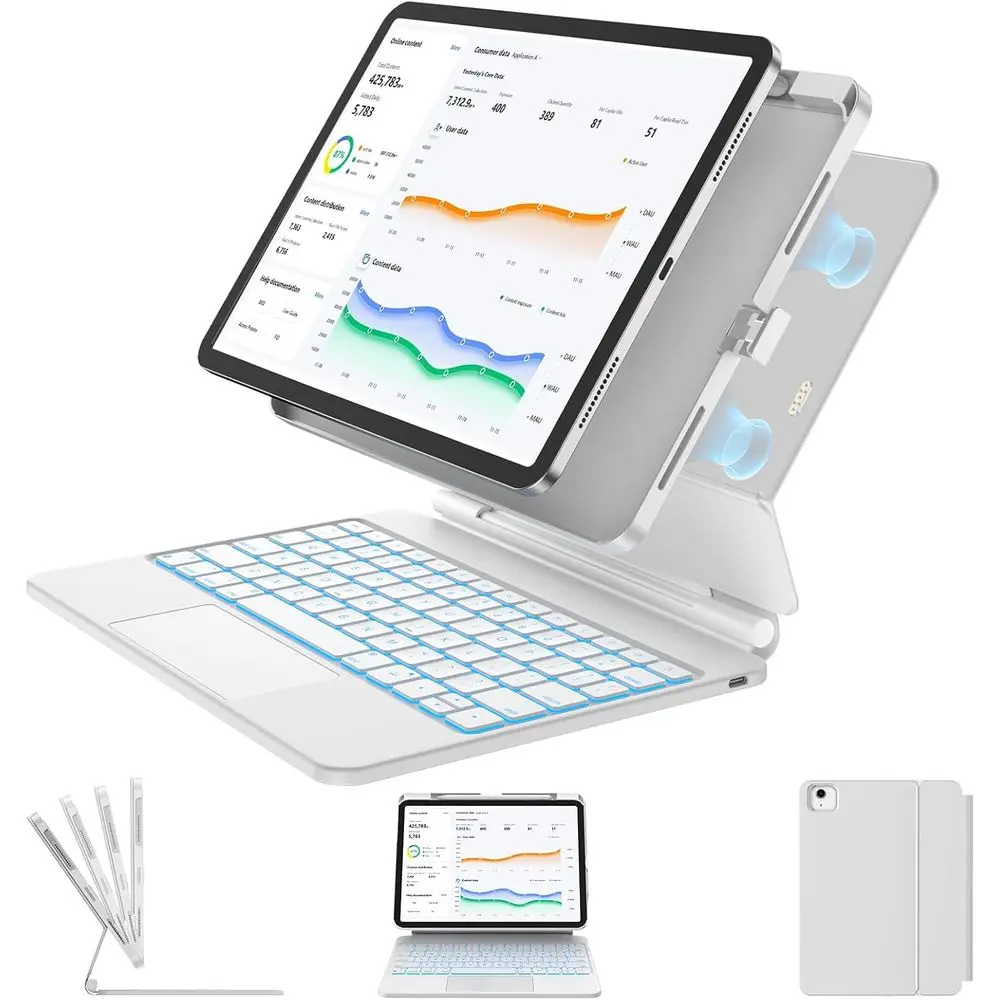 Magnetic Stand for iPad 11th Gen 2025 & 10th Gen 2022, Multi-Touch Trackpad, 7-Color Backlit, Removable, Smart Control, White
Magnetic Stand for iPad 11th Gen 2025 & 10th Gen 2022, Multi-Touch Trackpad, 7-Color Backlit, Removable, Smart Control, White