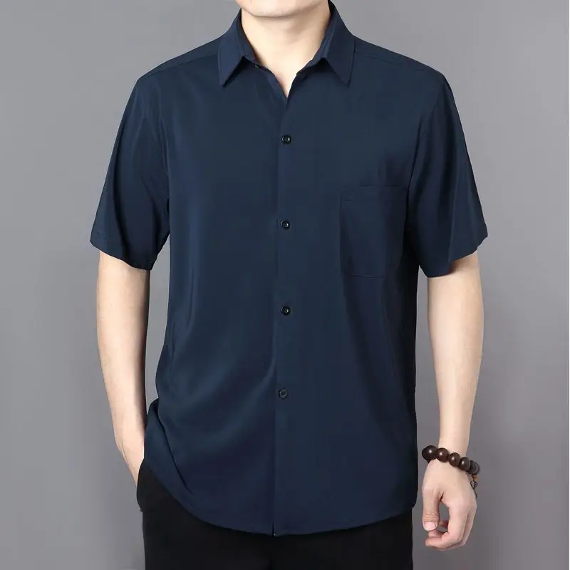 Mens Short Sleeve Button Down Shirt Casual Solid Color Lightweight Breathable Summer Tops With Chest Pocket For Daily Wear
Mens Short Sleeve Button Down Shirt Casual Solid Color Lightweight Breathable Summer Tops With Chest Pocket For Daily Wear