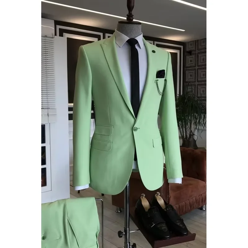 Customized Solid Color Men's Suits Elegant One Button Peak Lapel Slim Fit 2 Piece Jacket Pants Sets Formal Clothing 2025
Customized Solid Color Men's Suits Elegant One Button Peak Lapel Slim Fit 2 Piece Jacket Pants Sets Formal Clothing 2025