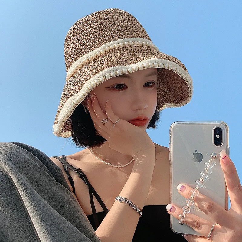 Custom Women's Woven Pearl Straw Hat Summer Thin Sunshade Beach Big Circumference Fisherman Hat Cool
Custom Women's Woven Pearl Straw Hat Summer Thin Sunshade Beach Big Circumference Fisherman Hat Cool
