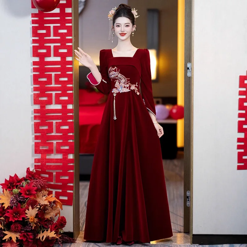 Bridal Wedding Chinese Qipao Dress Maxi Pleated Cheongsam Formal Party Elegant Celebrity Evening Banquet Dresses
Bridal Wedding Chinese Qipao Dress Maxi Pleated Cheongsam Formal Party Elegant Celebrity Evening Banquet Dresses
