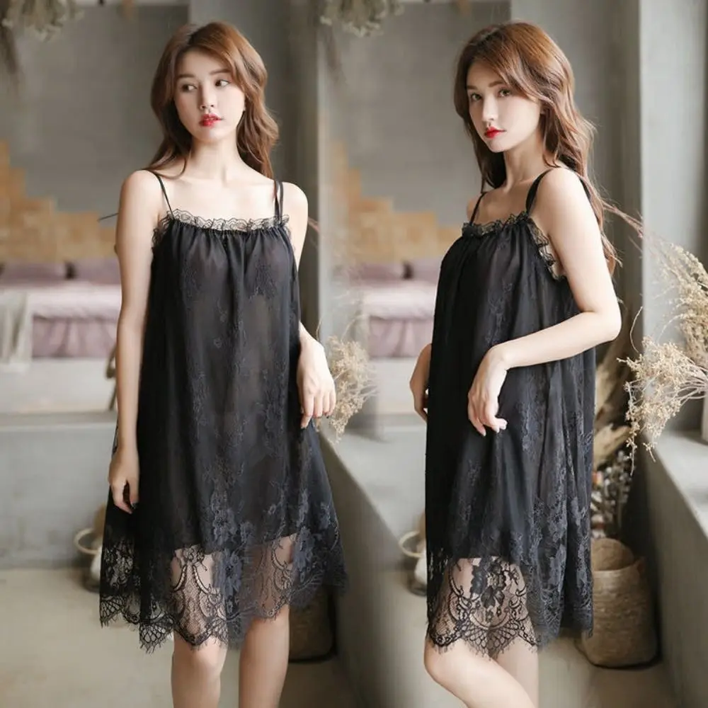 Sweet Lace Flower Suspender Nightdress Loose Ruffled Edge Sleep Dress Thin Pajamas Women Nightgown Women
Sweet Lace Flower Suspender Nightdress Loose Ruffled Edge Sleep Dress Thin Pajamas Women Nightgown Women