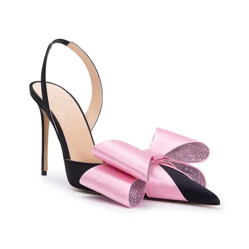 Silk Bow Rhinestone High Heels Ladies Pointed Toe Stiletto Sandals Pink Butterfly-Knot Slingbacks Summer Pumps Shoes for Women
Silk Bow Rhinestone High Heels Ladies Pointed Toe Stiletto Sandals Pink Butterfly-Knot Slingbacks Summer Pumps Shoes for Women