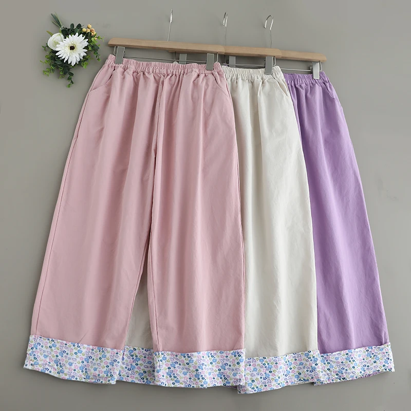 Japanese Sweet Mori Girl Floral Printed Patchwork Straight Pants Women Spring Summer Elastic Waist Casual Loose Cropped Pants
Japanese Sweet Mori Girl Floral Printed Patchwork Straight Pants Women Spring Summer Elastic Waist Casual Loose Cropped Pants