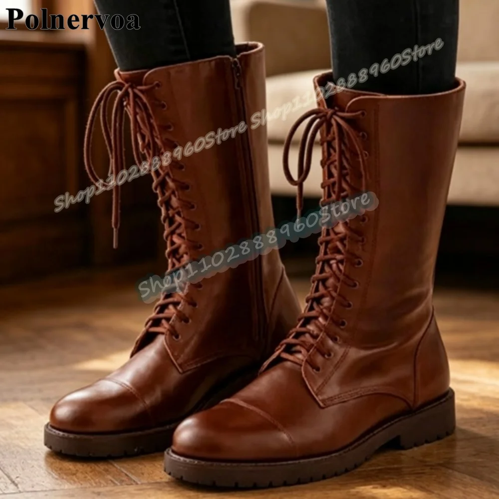 Trendy Mid Calf Brown Cross Tied Leather Men Boots Flats Party Shoes For Men Side Zipper Banquet Catwalk 2026 Fashion Men Shoes
Trendy Mid Calf Brown Cross Tied Leather Men Boots Flats Party Shoes For Men Side Zipper Banquet Catwalk 2026 Fashion Men Shoes