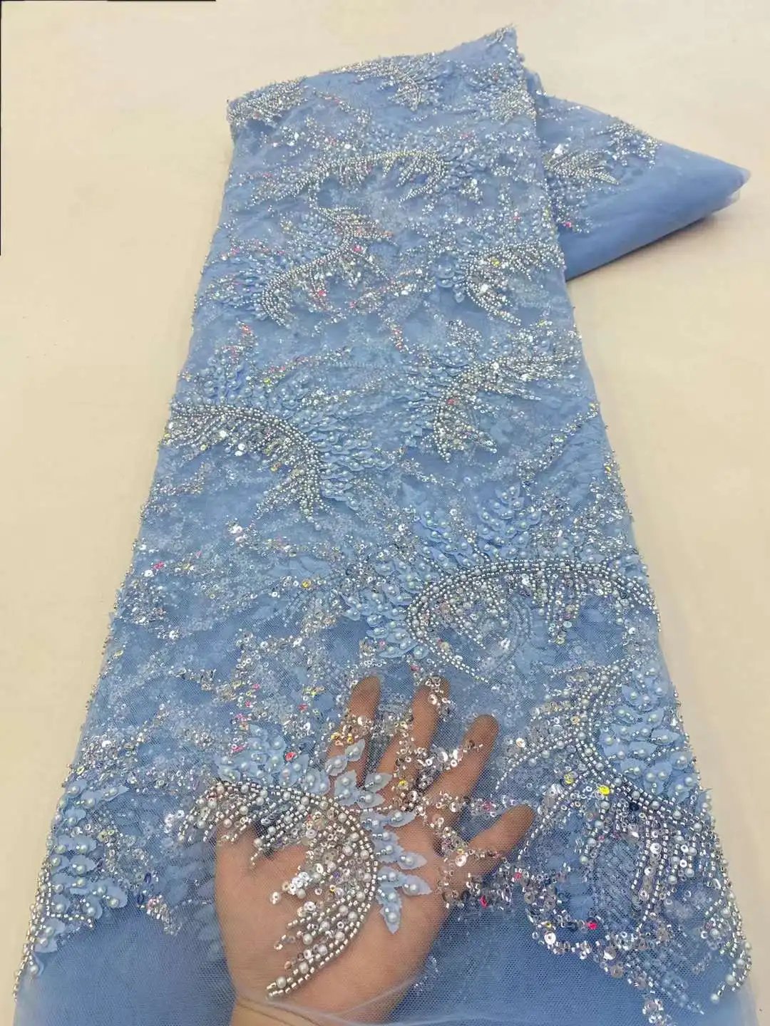 African Beads Lace Fabric 2023 High Quality Lace 5 Yards French Nigerian Groom Sequins Lace Fabrics For Wedding Party Dress Sew
African Beads Lace Fabric 2023 High Quality Lace 5 Yards French Nigerian Groom Sequins Lace Fabrics For Wedding Party Dress Sew