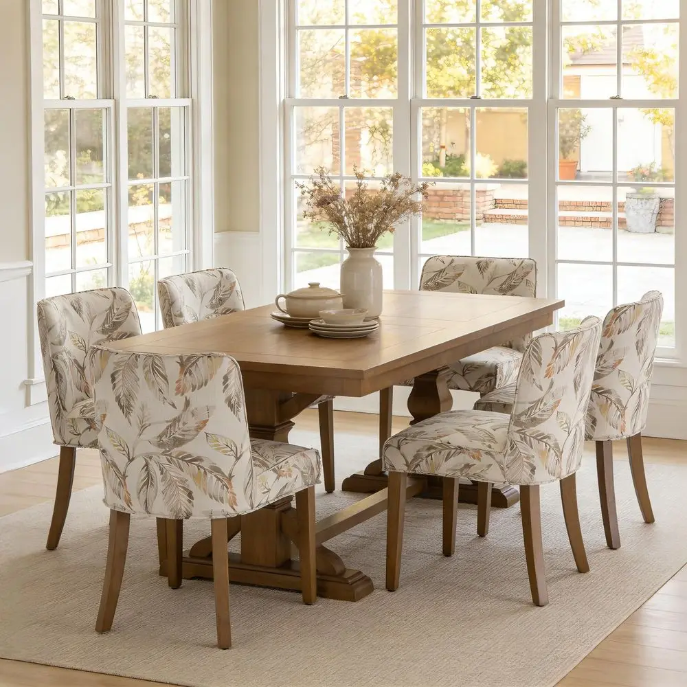 Room Chairs Set of 6, Linen Fabric Floral Pattern Kitchen Chairs with Walnut Wood Leg Cushioned Back Modern Rustic Side Chairs
Room Chairs Set of 6, Linen Fabric Floral Pattern Kitchen Chairs with Walnut Wood Leg Cushioned Back Modern Rustic Side Chairs