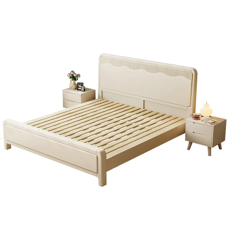 Modern minimalist rubber wood, bedroom home, white double bed, storage integrated bed
Modern minimalist rubber wood, bedroom home, white double bed, storage integrated bed