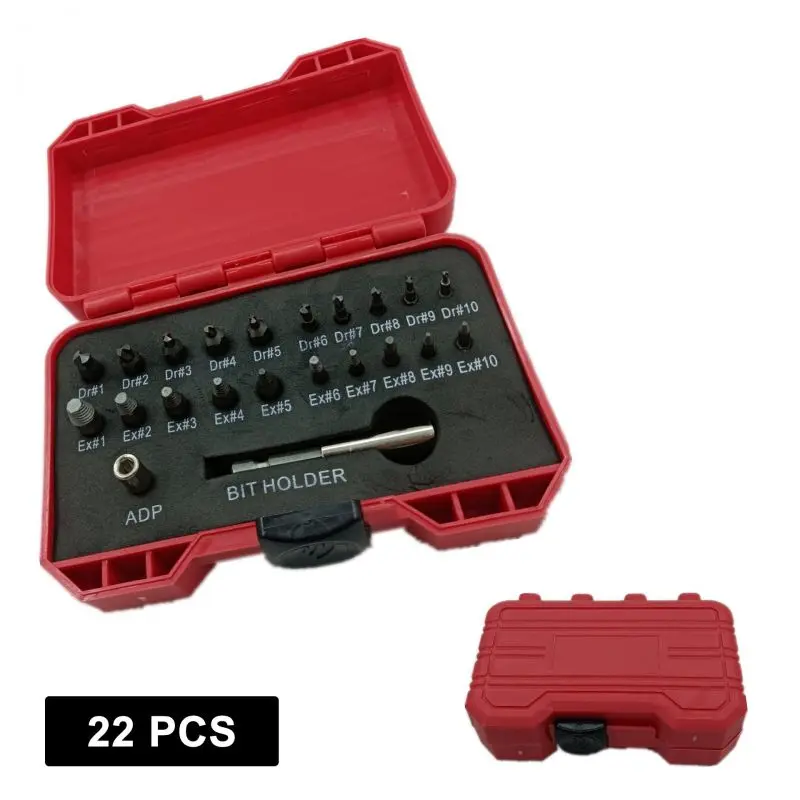 Набор для извлечения поврежденных винтов, высокоскоростной стальной экстрактор сломанных болтов и набор для удаления сломанных винтов, 22 шт.
Набор для извлечения поврежденных винтов, высокоскоростной стальной экстрактор сломанных болтов и набор для удаления сломанных винтов, 22 шт.