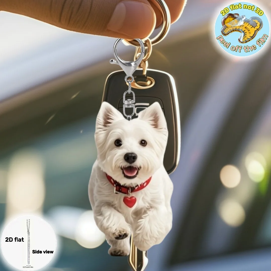 West Highland Pendant Keychain,White Terrier 2D Flat Acrylic Ornament Charms,Hanging Decoration for Car,Bags,Festive,Party,Gift
West Highland Pendant Keychain,White Terrier 2D Flat Acrylic Ornament Charms,Hanging Decoration for Car,Bags,Festive,Party,Gift