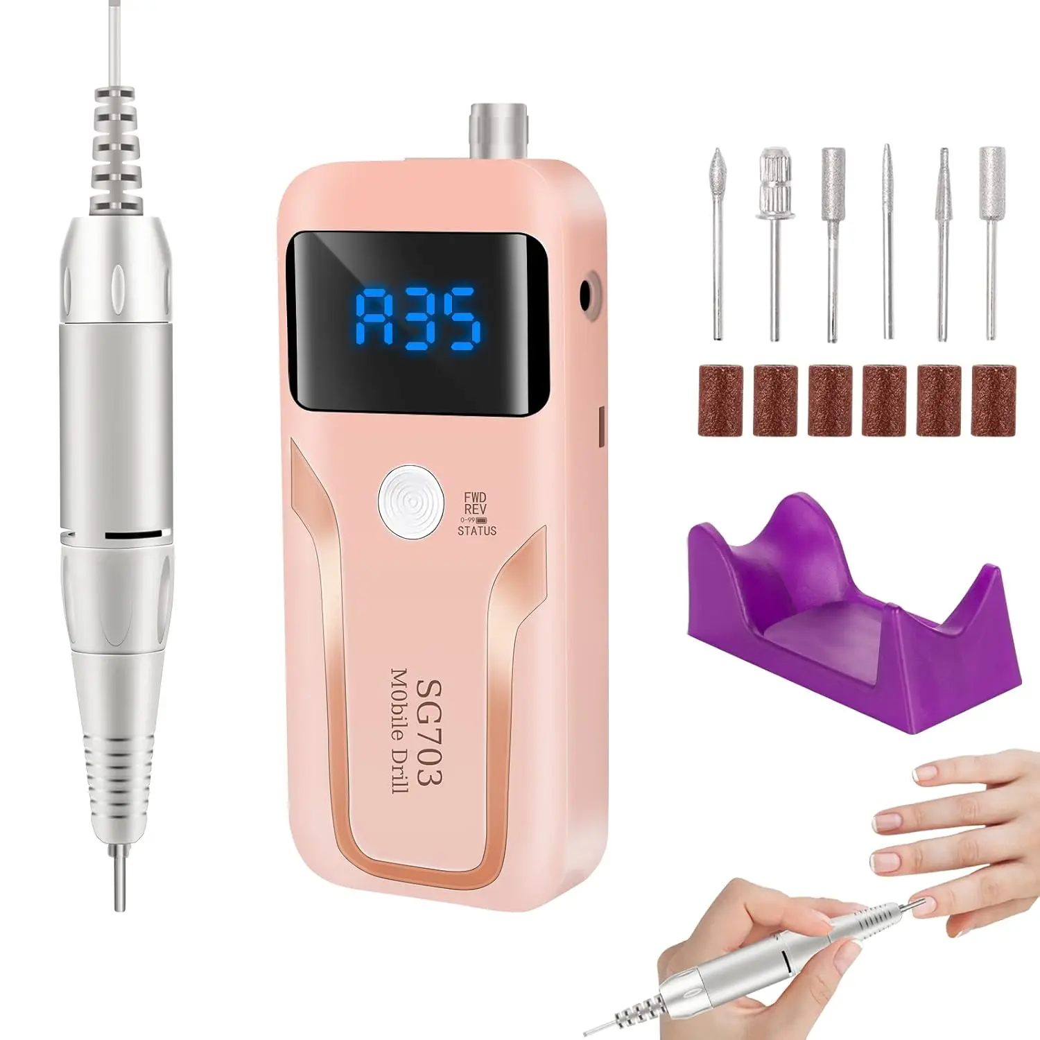 Portable Electric Nail Drill, Rechargeable 35000 RPM Nail File Machine with Bits and LED Display for Home Salon Manicure
Portable Electric Nail Drill, Rechargeable 35000 RPM Nail File Machine with Bits and LED Display for Home Salon Manicure