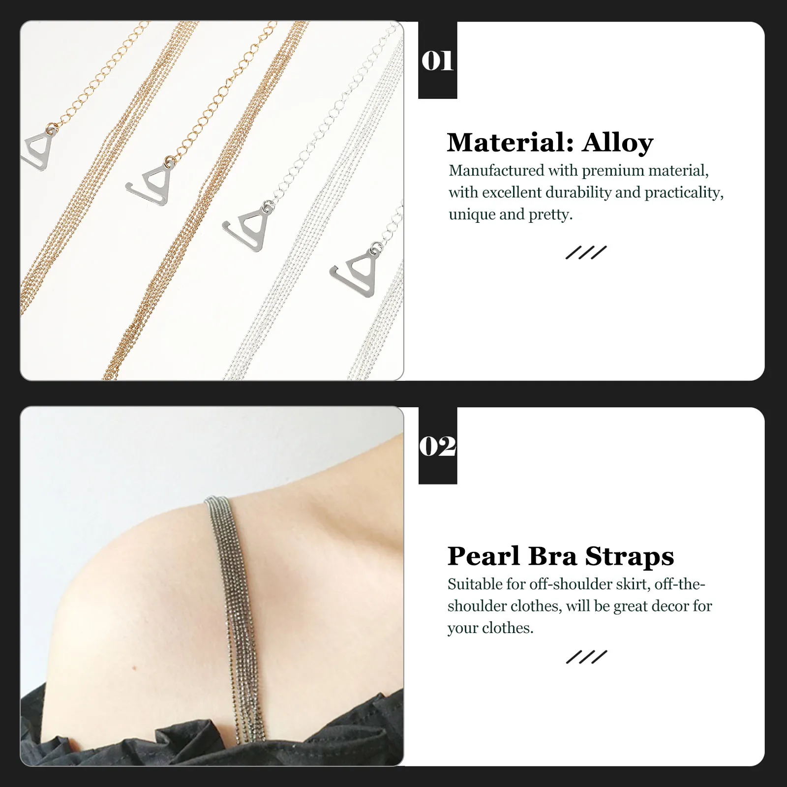 2 Pairs Adjustable Bra Straps Pearl Design Non Slip Alloy Rhinestone Underwear Shoulder Straps for Women Summer Tassel Bra
2 Pairs Adjustable Bra Straps Pearl Design Non Slip Alloy Rhinestone Underwear Shoulder Straps for Women Summer Tassel Bra