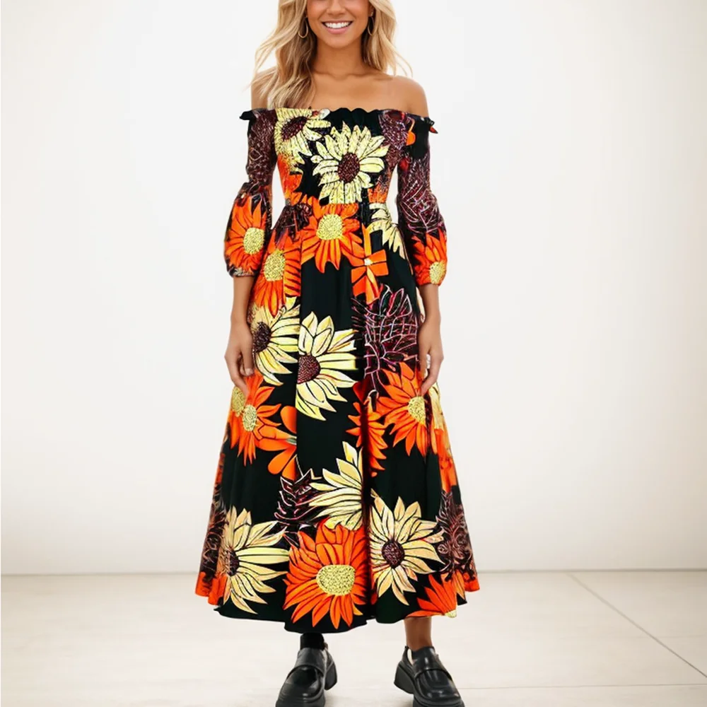 Vintage Print Party Dress For Women Fashion Casual Sexy Slash-neck Lady Maxi Dresses Half Sleeves Loose Sundress Femme Vestidos
Vintage Print Party Dress For Women Fashion Casual Sexy Slash-neck Lady Maxi Dresses Half Sleeves Loose Sundress Femme Vestidos