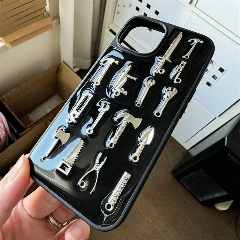 DIY Luxury Mini Metal tool Phone Case For iPhone 11 12 13 14 15 16 17 Pro Max Air Sword shovel Axe Saw hammer Ruler Soft Cover
DIY Luxury Mini Metal tool Phone Case For iPhone 11 12 13 14 15 16 17 Pro Max Air Sword shovel Axe Saw hammer Ruler Soft Cover