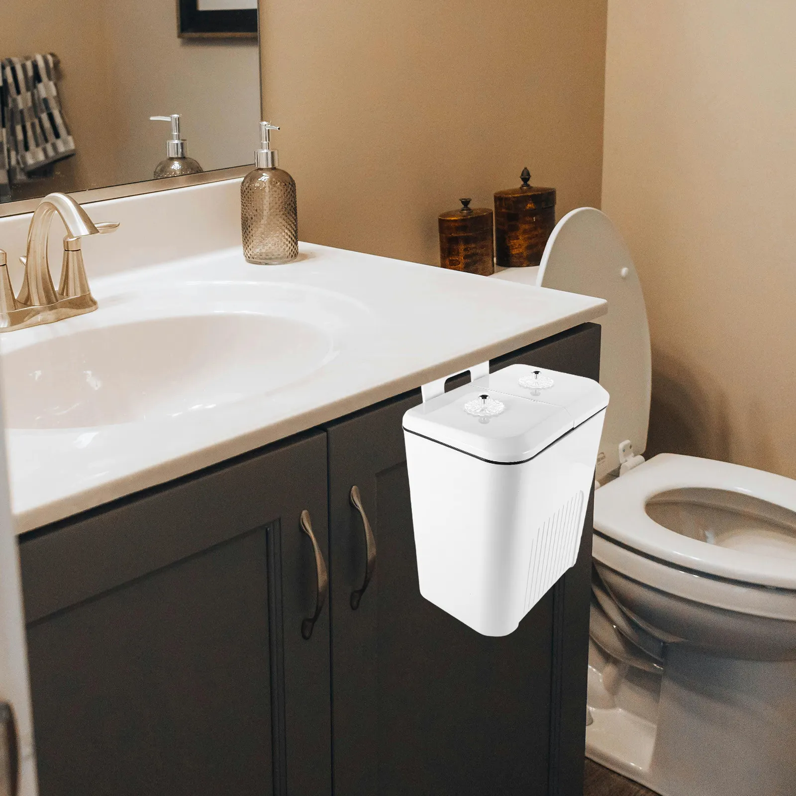 9L Wall Mounted Kitchen Trash Can Dual Compartment Dry Wet Waste Separator Hanging Bathroom Living Room Garbage Bin Plastic
9L Wall Mounted Kitchen Trash Can Dual Compartment Dry Wet Waste Separator Hanging Bathroom Living Room Garbage Bin Plastic