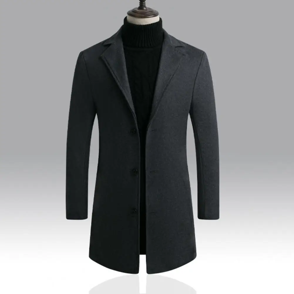 Lapel Design Woolen Coat Men's Woolen Coat with Formal Suit Collar Long Sleeve Mid-length Jacket Single Breasted Outwear Office
Lapel Design Woolen Coat Men's Woolen Coat with Formal Suit Collar Long Sleeve Mid-length Jacket Single Breasted Outwear Office
