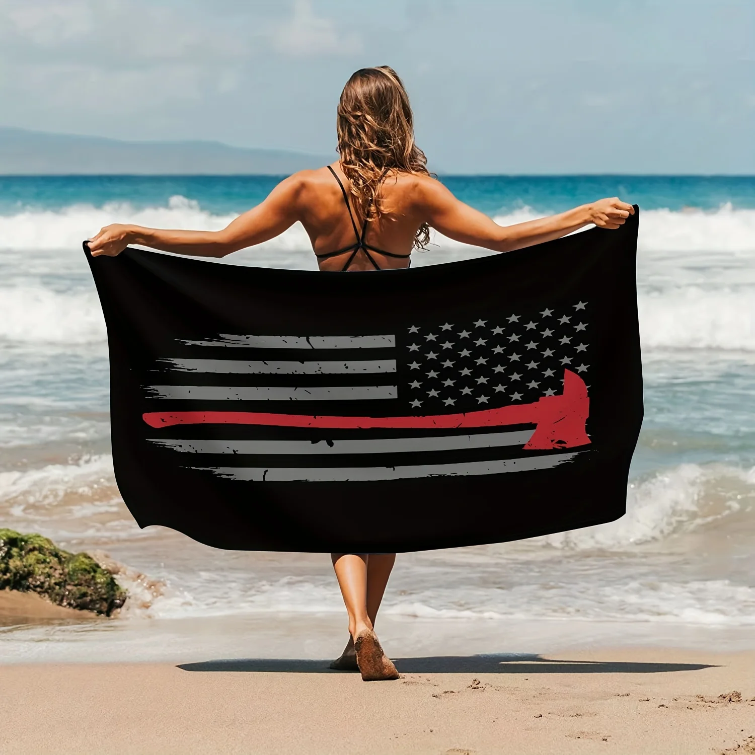 Firefighter Flag Beach Towel Thin Red Line Axe Print American Flag Design Quick Dry Soft Bath Towel For Men Fireman Gift
Firefighter Flag Beach Towel Thin Red Line Axe Print American Flag Design Quick Dry Soft Bath Towel For Men Fireman Gift