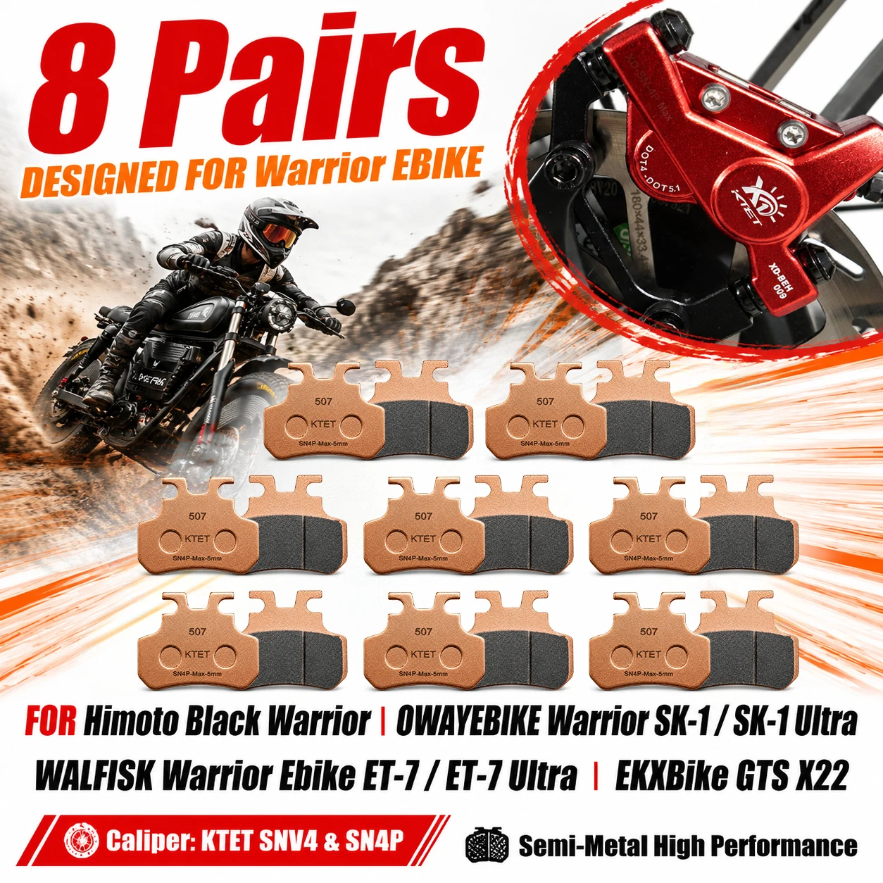 Black Warrior Brake Pads Semi-Metallic Wet Grip for Himoto OWAYEBIKE WALFISK EKXBike KTET SN-V4 XD-SN-4P All Weather
Black Warrior Brake Pads Semi-Metallic Wet Grip for Himoto OWAYEBIKE WALFISK EKXBike KTET SN-V4 XD-SN-4P All Weather