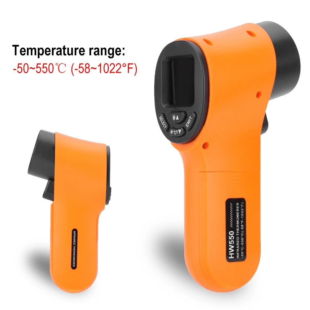 HW550 Infrared Non-Contact Thermometer -50~550°C Handheld Industrial Temperature Meter Electronic Temperature Gauge Pyrometer
HW550 Infrared Non-Contact Thermometer -50~550°C Handheld Industrial Temperature Meter Electronic Temperature Gauge Pyrometer