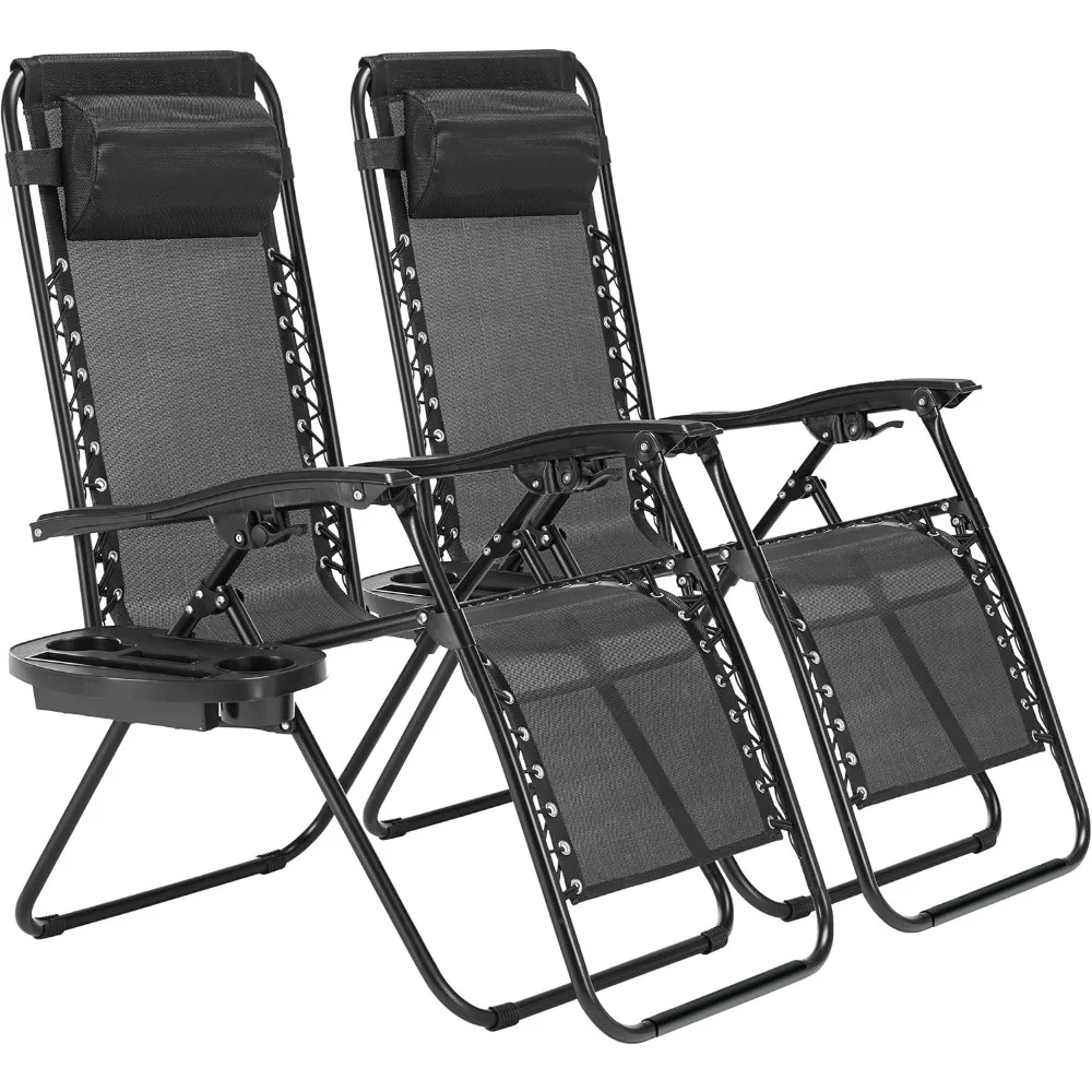 2 Set Zero Gravity Chairs Patio Portable Reclining Folding Lounge Chair Beach Camping Chairs with Pillow and Cup Holder Trays
2 Set Zero Gravity Chairs Patio Portable Reclining Folding Lounge Chair Beach Camping Chairs with Pillow and Cup Holder Trays
