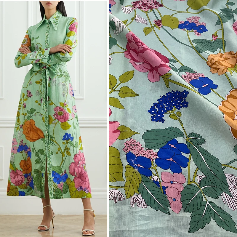 Fashion runway vacation style series pure linen plant flower printed women's clothing handmade DIY fabric
Fashion runway vacation style series pure linen plant flower printed women's clothing handmade DIY fabric